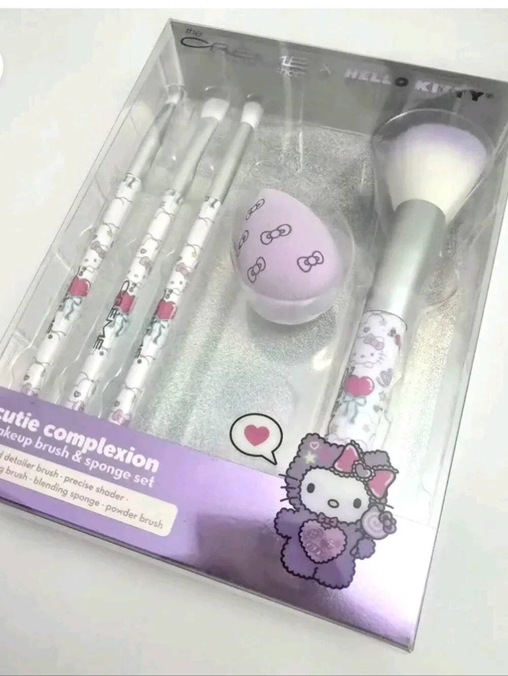 Hello Kitty Lavender Makeup Brush & Sponge Set - 5-Piece